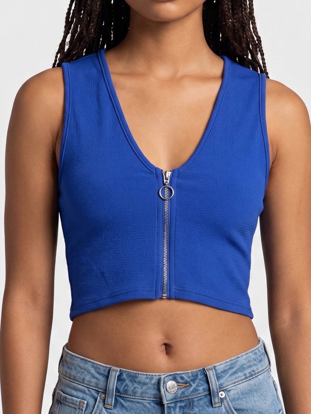 UK2LA Royal Blue Zip Crop Top